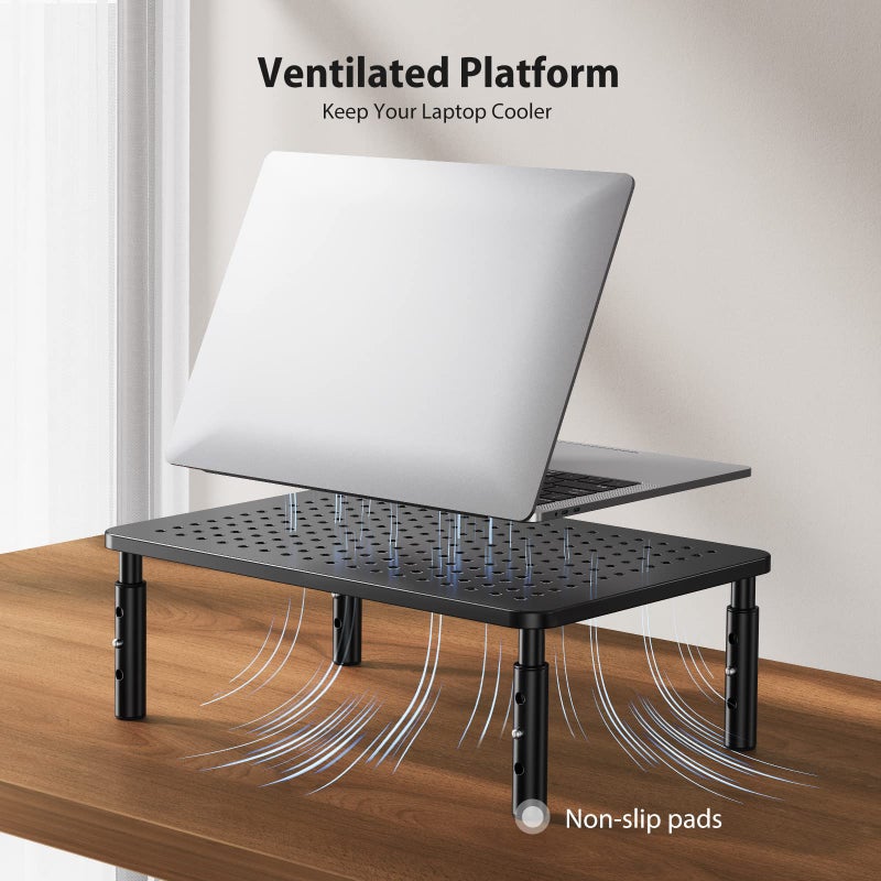 LORYERGO Monitor Stand, Monitor Riser 3 Height Adjustable, Laptop Stand Desk With Metal Vented Platform, Computer Stand for Printer, Laptop, PC Tower, Laptop Stand for Office & Home - Image 3